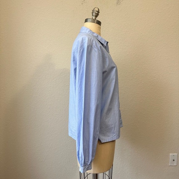 EVERLANE The Organic Cotton Prep Shirt Puff-Sleeve in Baby Blue - Picture 6 of 11